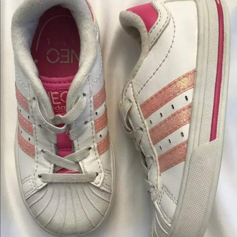 ADIDAS Neo Label Baby Shoes Sz 7K Pink/White